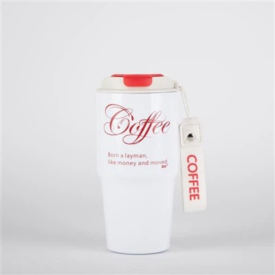 Šálka ​​na kávu z nehrdzavejúcej ocele s keramickým vnútorným hrnčekom na kávu s rukoväťou